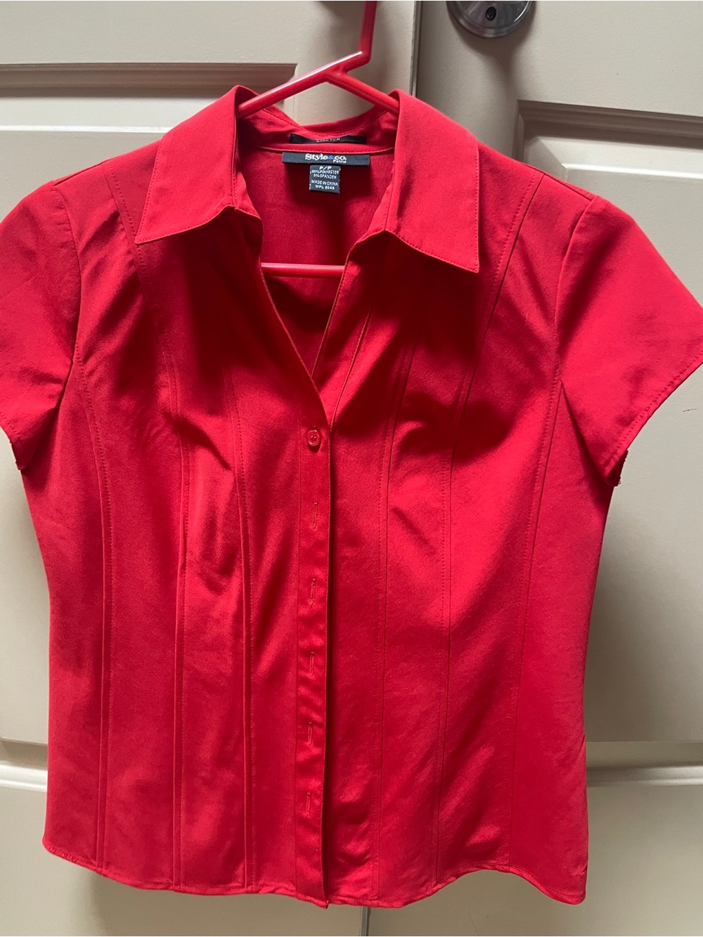 Style & Co. Vibrant Red Short-Sleeve Button-Down Shirt
